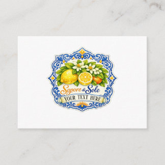 Cartão De Informações Azulejo Mediterrâneo Limão – Arte em Aquarela com