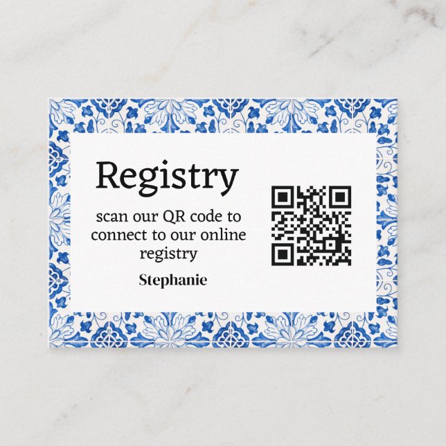 Cartão De Informações Azulejos Enclosure para Chá de Noiva Registro  (Frente)