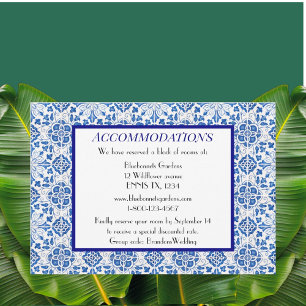 Cartão De Informações Azulejos portugueses Acomodações de casamento azul