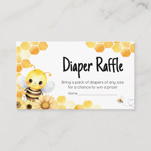 Cartão De Informações Babee Bee Chá de fraldas Raffle (Frente)