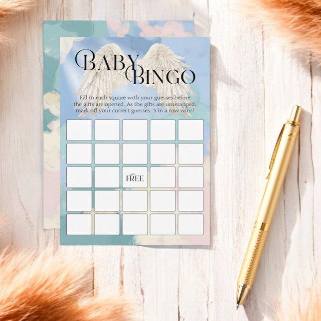 Cartão De Informações Baby Bingo Heaven Enviado Chá de fraldas Pastel (Criador carregado)
