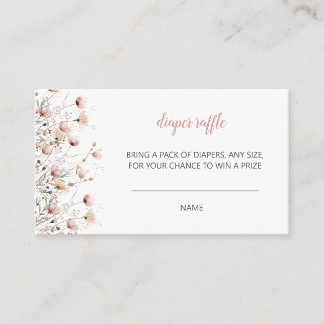 Cartão De Informações Baby Bloom floral baby shower diaper raffle game (Frente)