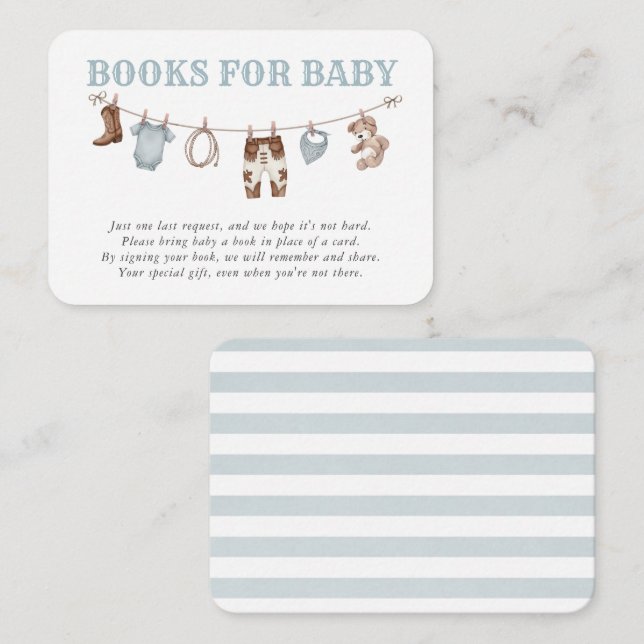 Cartão De Informações Baby Blue Little Cowboy Books for Baby (Frente/Verso)