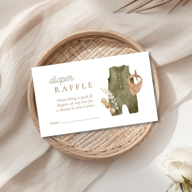 Cartão De Informações Baby Boy Clothesline Boho Fralda Raffle (Criador carregado)