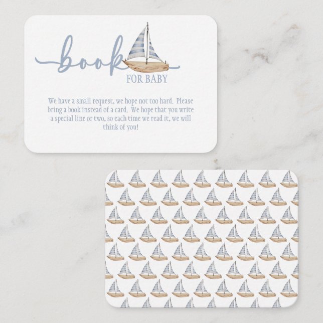 Cartão De Informações Baby Boy Sail Chá Book para Bebê (Frente/Verso)
