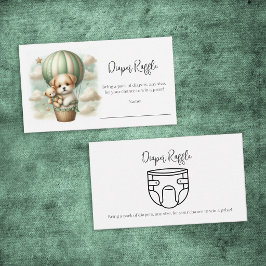 Cartão De Informações Baby Diaper Raffle Puppy Adventure Hot Air Balloon