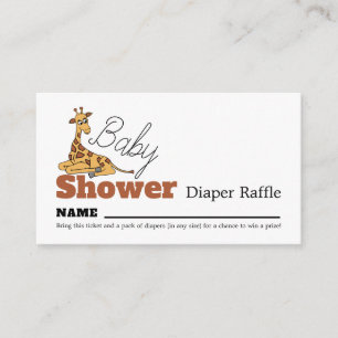 Cartão De Informações Baby Giraffe, Chá de fraldas Fralda Raffle