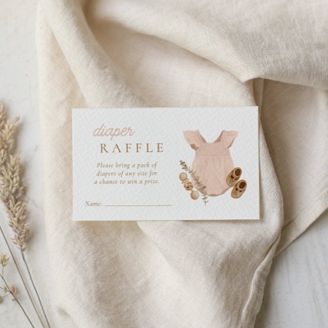 Cartão De Informações Baby Girl Clothesline Boho Fralda Raffle (Criador carregado)