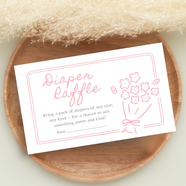 Cartão De Informações Baby In Bloom Baby Shower (Hand Drawn Baby in Bloom Baby Shower Diaper Raffle)