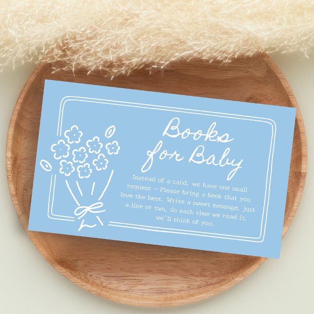 Cartão De Informações Baby In Bloom Baby Shower (Blue Hand Drawn Baby in Bloom Baby Shower Books for Baby)