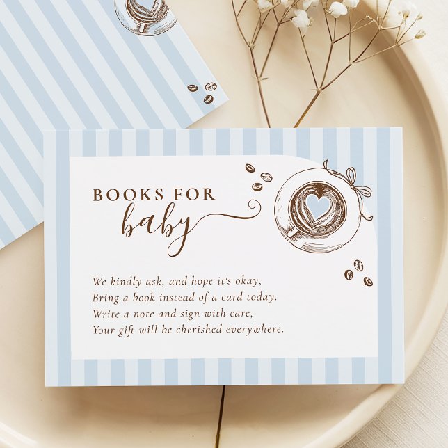 Cartão De Informações Baby Is Brewing Blue Stripes Books for Baby Card (Criador carregado)