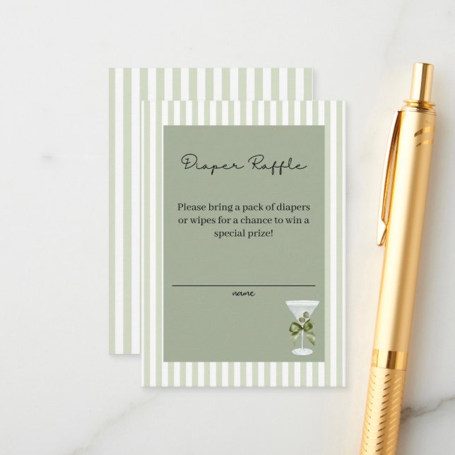 Cartão De Informações Baby Martini 'tini-one' Diaper Raffle (Frente/Verso In Situ)