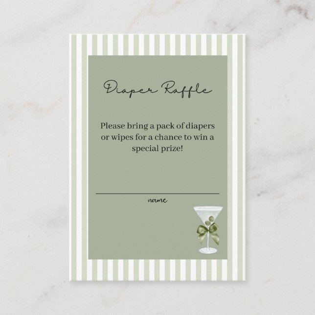 Cartão De Informações Baby Martini 'tini-one' Diaper Raffle (Frente)