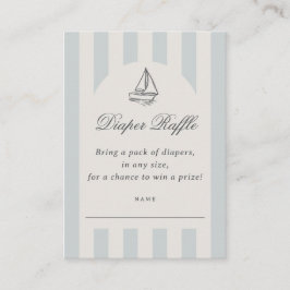 Cartão De Informações Baby On Board Elegant Blue Sailboat Diaper Raffle