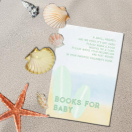 Cartão De Informações Baby On Conselho Surfing Beach Watercolor Chá de f