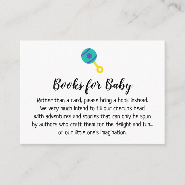 Cartão De Informações Baby Rattle Simples Pedido de Livro Inserir Cartõe (Frente)