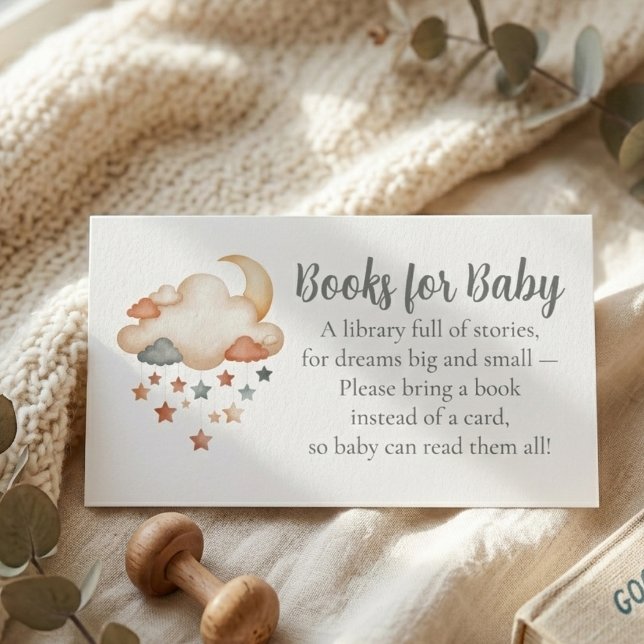 Cartão De Informações Baby Shower Book Request - Dreamy Stars (Baby shower invitation enclosure card)