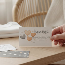 Cartão De Informações Baby Shower Diaper Raffle Card - Boho Heart