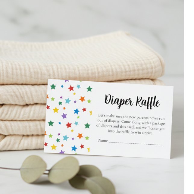 Cartão De Informações Baby Shower Diaper Raffle Card–Bright Stars (Bright Stars baby shower diaper raffle)