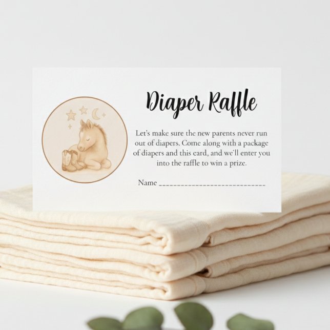 Cartão De Informações Baby Shower Diaper Raffle Card – Cute Foal (Cute foal baby shower diaper raffle card)