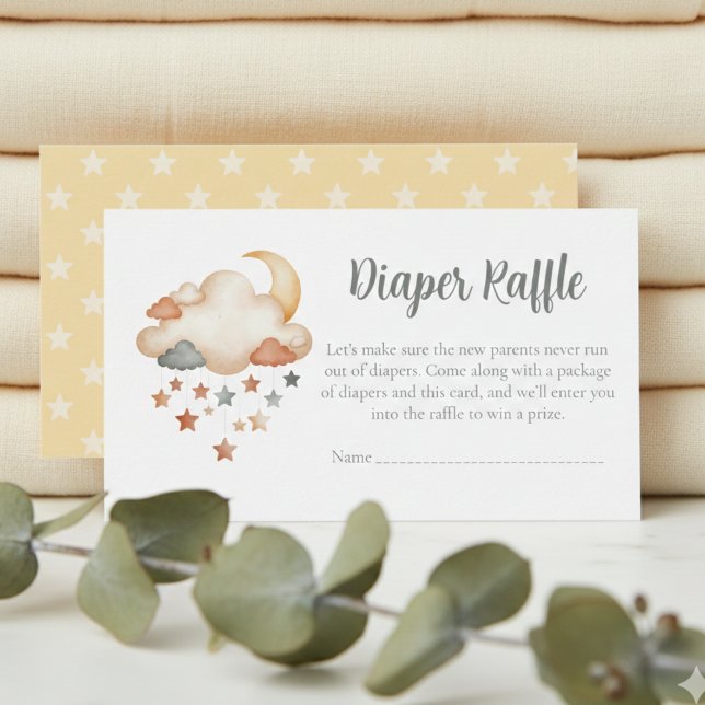 Cartão De Informações Baby Shower Diaper Raffle Card – Dreamy Stars (Dreamy stars baby shower diaper raffle card)