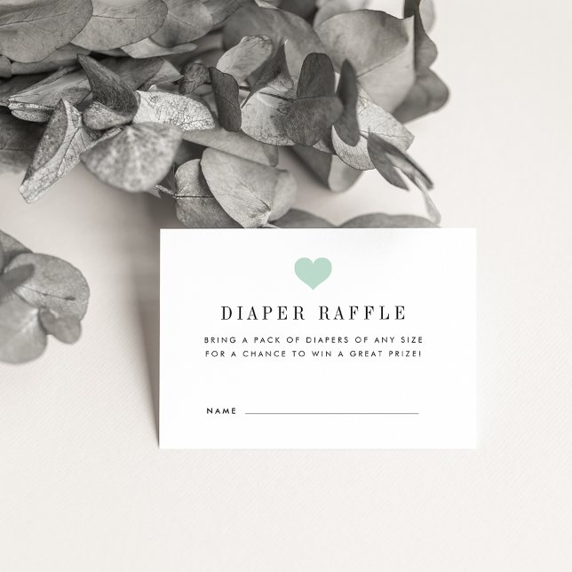 Cartão De Informações Baby Shower Diaper Raffle Ticket Cards | Mint (Criador carregado)