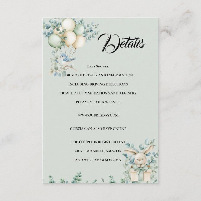 Cartão De Informações Baby shower Enclosure Card Details (Frente)