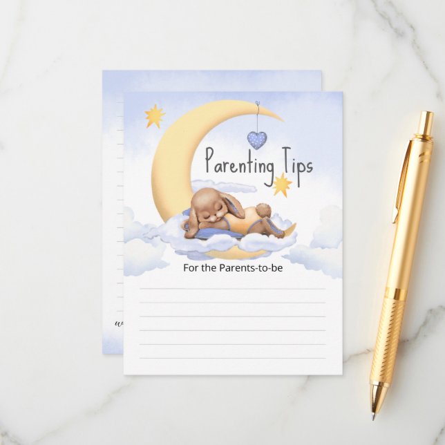 Cartão De Informações  Baby shower Enclosure Cards Parenting Tips. (Frente/Verso In Situ)