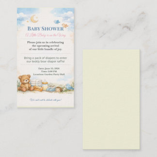 Cartão De Informações Baby Shower Invite | Teddy Bear Diaper Raffle