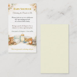 Cartão De Informações Baby Shower Invite | Woodland Diaper Raffle Card