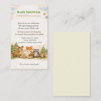 Cartão De Informações Baby Shower Invite | Woodland Diaper Raffle Card