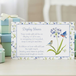 Cartão De Informações Baby Shower Lily with Bluebird Display Shower