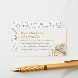 Cartão De Informações Baby Shower Rustic Botanical Books For Baby 