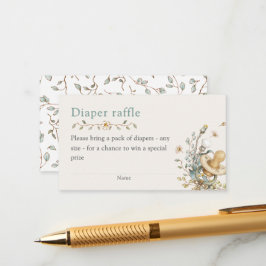 Cartão De Informações Baby Shower Rustic Botanical Diaper Raffle