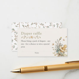 Cartão De Informações Baby Shower Rustic Botanical Diaper Raffle