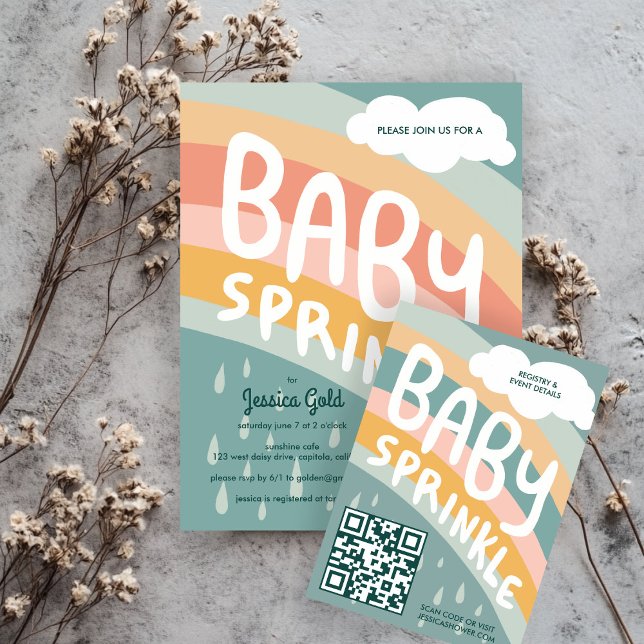 Cartão De Informações BABY SPRINKLE Clouds Rainbow Cute CÓDIGO QR Person (BABY SPRINKLE Clouds Rainbow Cute Custom QR CODE Enclosure Card
)