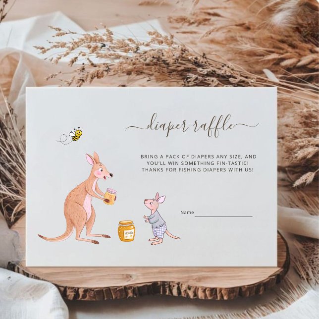Cartão De Informações Bafle Chá de fraldas Canguru Raffle (Criador carregado)