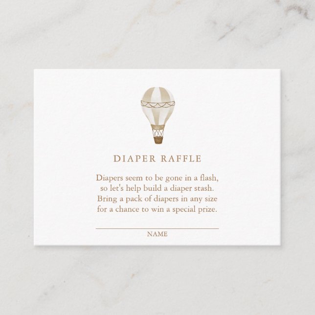 Cartão De Informações Balão de ar quente neutro | Fralda Raffle (Frente)