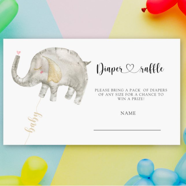 Cartão De Informações Balão sob a forma de rifa de fralda elefante (Criador carregado)