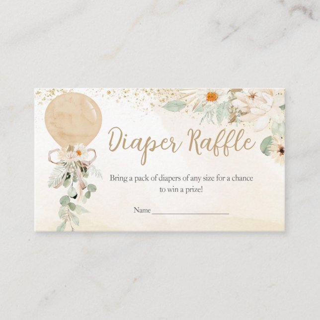 Cartão De Informações Balão Verde Gênero Fralda Neutra Raffle (Frente)