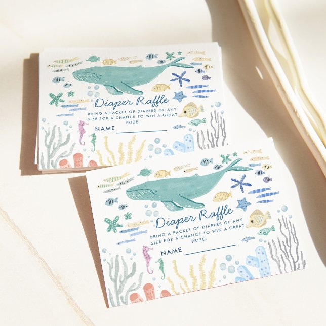 Cartão De Informações Baleia sob a Fralda do Chá de fraldas marinho (Criador carregado)