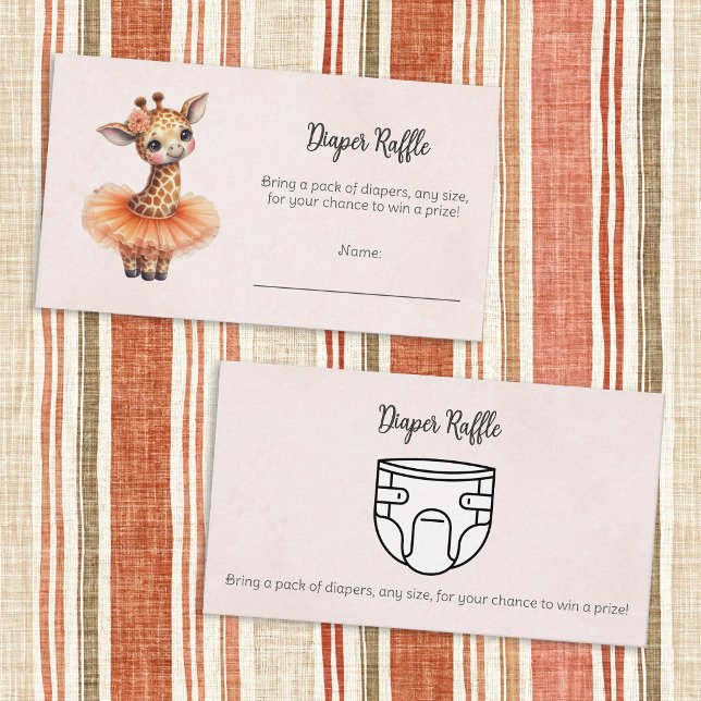 Cartão De Informações Ballerina Baby Shower Tutu Giraffe Diaper Game (Criador carregado)