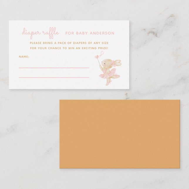 Cartão De Informações Ballerina Girl Chá de fraldas Raffle (Frente/Verso)