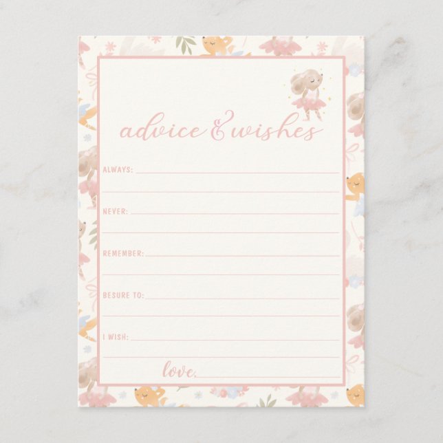 Cartão De Informações Ballerina Mouse Tutu Aconselhamento e desejos empo (Frente)