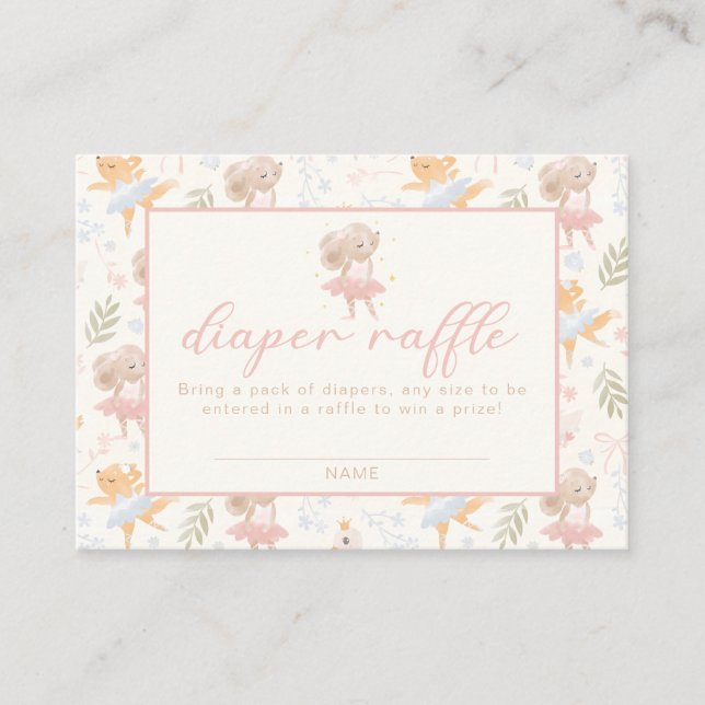 Cartão De Informações Ballerina Mouse Tutu Excitou a Fralda Raffle (Frente)