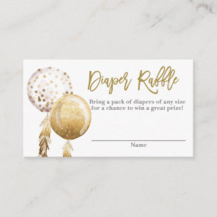 Cartão De Informações Balões brancos e dourados Fralda chá de fraldas Ra
