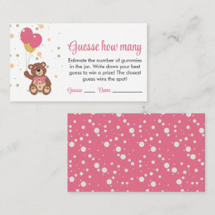 Cartão De Informações Balões de Cubo Rosa Bonitos Adivinham Quantos Jove