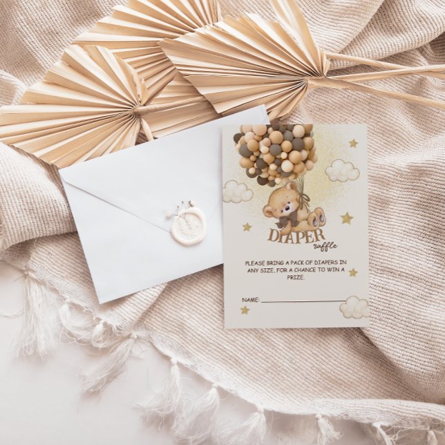 Cartão De Informações Balões de urso beige fralda castanha (Criador carregado)