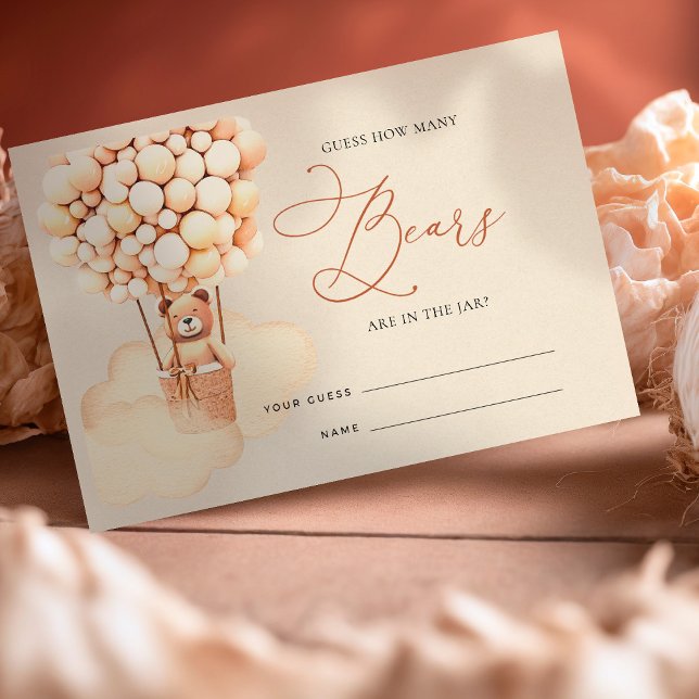 Cartão De Informações Balões de Urso Castanho Adivinham Quantos Bilhetes (Criador carregado)