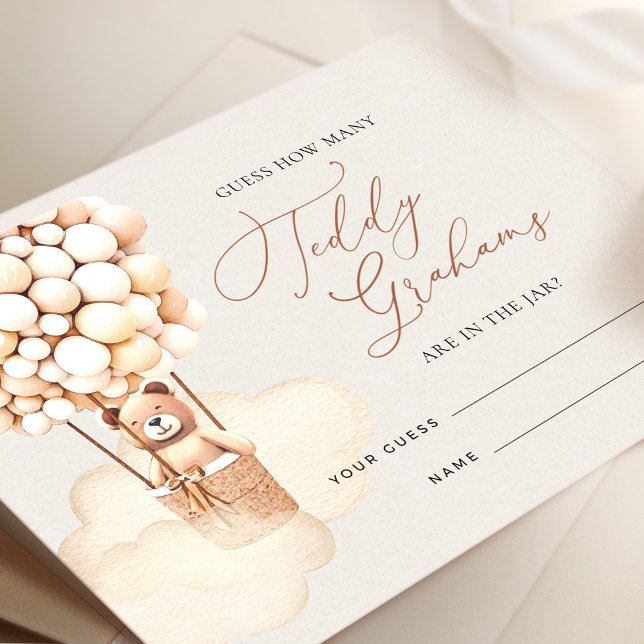 Cartão De Informações Balões de Urso Castanho Adivinham Quantos Bilhetes (Criador carregado)